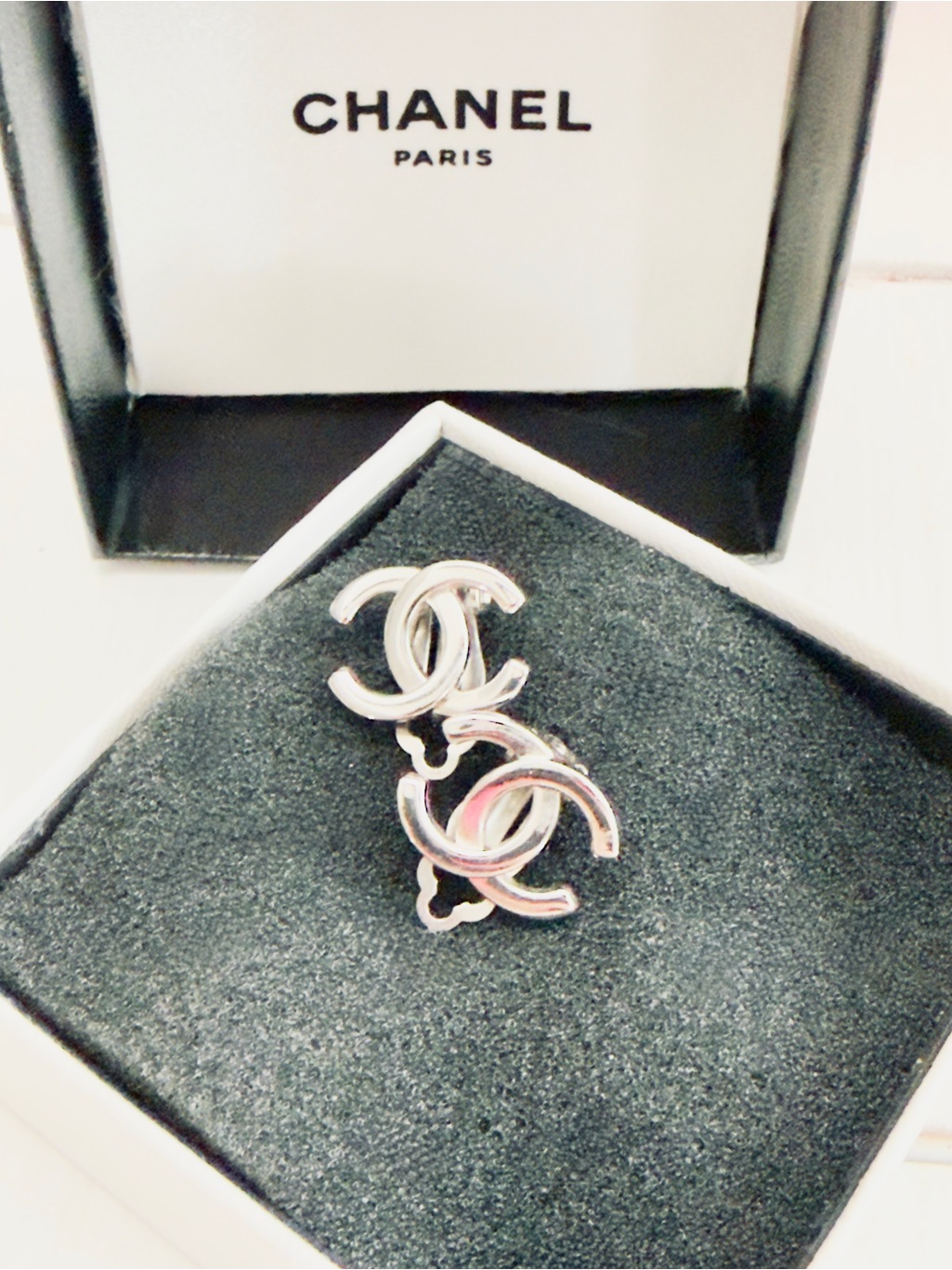 Chanel Vintage Cc Logo Silver Clip-On Earrings